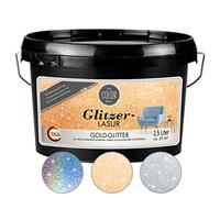 My COLOR Room Lasure pailletée (2500 ml, doré) - Peinture murale transparente pour décoration murale avec effet scintillant pour l'intérieur - Fabriquée en Allemagne