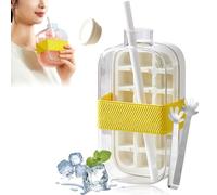 My Crush Cup - My Crush Cup Ice, 17/28 Oz 2-In-1 Cool Summer Ice Bottle Cup with Straw and Clip, Easy Ice Press to Release, Touch Free Ice Cube Trays with Lid for Freezer Making Bottle (White-800ML)