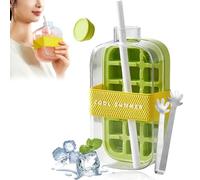 My Crush Cup - My Crush Cup Ice, 17/28 Oz 2-In-1 Cool Summer Ice Bottle Cup with Straw and Clip, Easy Ice Press to Release, Touch Free Ice Cube Trays with Lid for Freezer Making Bottle (Green-800ML)