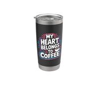 My Heart Belongs To Coffee Caffeine Drink Morning - Gobelet isotherme en acier inoxydable double paroi