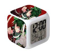 My Hero Academia Horloge de réveil numérique multifonctionnelle pour chambre à coucher 7 couleurs changeantes