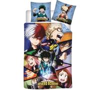 AYMAX SPRL Parure de Lit My Hero Academia Réversible - Housse de Couette 140x200 cm + Taie d'oreiller 63x63 cm - 2 Pièces