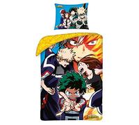 My Hero Accademia Parure de lit Officielle Shoto Midoriya Housse de Couette 140 x 200 cm, 100% Coton, Multicolore, avec Sac