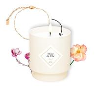MY JOLIE CANDLE - Bougie Bijou Parfumée Fleur de Thé - Bracelet doré en acier inoxydable avec perles crèmes - Cadeau parfait pour Noël et anniversaire - Cire à base végétale - Made in France