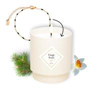 MY JOLIE CANDLE - Bougie Bijou Parfumée Linge Frais - Bracelet doré en acier inoxydable avec perles noires - Cadeau parfait pour Noël et anniversaire - Cire à base végétale - Made in France