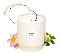 MY JOLIE CANDLE - Bougie Bijou Parfumée Monoï des Îles - Bracelet doré en acier inoxydable avec perles noires - Cadeau parfait pour Noël et anniversaire - Cire à base végétale - Made in France