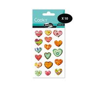 MY MANDARINE 560404Cpack Cooky 10 planches 170 stickers Cœurs motifs
