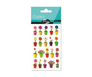 MY MANDARINE 560415C Cooky 1 planche 20 stickers Fleurs en pot
