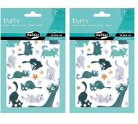 MY MANDARINE AE153C - GOMMETTES Puffy - 1 planche 10,5x16 cm - EFFET 3D PAILLETÉ - CHATONS (25 stickers) (Lot de 2)