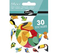 MY MANDARINE AE178C- GOMMETTES Sticky - 30 stickers PRÉDÉCOUPÉS - OISEAUX TROPICAUX