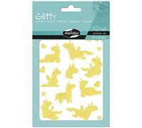 MY MANDARINE AE218C Glitty 4 planches 36 stickers Licornes Jaune/Rose