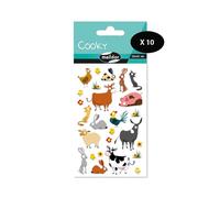 MY MANDARINE CY022Opack - GOMMETTES 3D Cooky - LOT DE 10 planches 12x8 cm - 200 stickers - ANIMAUX DE LA FERME