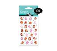MY MANDARINE CY107Cpack - GOMMETTES 3D Cooky - LOT DE 10 planches 12x8 cm - 420 stickers - POULPES