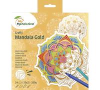 MY MANDARINE GY172C - Un carnet de coloriage Graffy Mandala GOLD 24 pages - Mandalas pré-découpées - Impression SERIGRAPHIE OR - À partir de 6 ans - GOLD