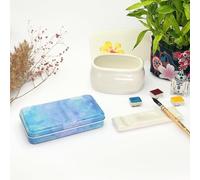 My Rock Way Petite Boîte Portable Magic Mountain en métal pour Aquarelle avec 14 Demi-Godets, Palette de mélange et Anneau de Pouce. Boîte d'aquarelle de Voyage légère, Parfait pour Un Cadeau