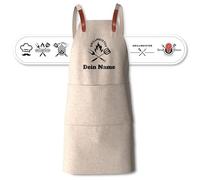 my STITCHERY Tablier de barbecue personnalisé avec motif et texte souhaité brodé - Tablier de cuisine personnalisé en coton de haute qualité comme cadeau spécial, beige, Taille Unique
