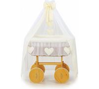 MY SWEET BABY Lit de bébé en fibre naturelle Crème avec baldaquin et base en bois