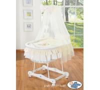 MY SWEET BABY Lit pour Bébé en Fibre Naturelle Blanche 95 cm avec Baldaquin et Matelas PREMIUM