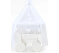 MY SWEET BABY lit pour bébé en fibre naturelle blanche avec baldaquin amovible et matelas PREMIUM