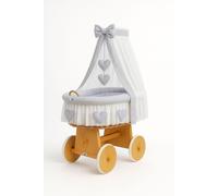 MY SWEET BABY Lit pour Bébé en Fibre Naturelle Grise avec Baldaquin et Matelas PREMIUM