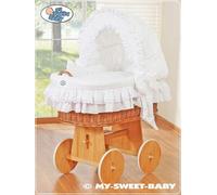 MY SWEET BABY Lit pour bébé en fibres naturelles Blanc avec base en bois et matelas PREMIUM