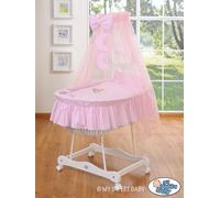 MY SWEET BABY Panier en Fibre Naturelle Rose 95x65 cm pour Nourrissons avec Châssis et Accessoires