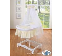 MY SWEET BABY Panier pour Bébé en Fibre Naturelle Blanche avec Dôme et Matelas PREMIUM