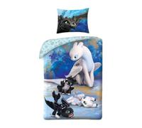 My sweety pop | Housse de Couette Dragon Dragon Puppies 140x200 cm | Parure de Lit Enfant 100% Coton | Taie d'oreiller Extra Large 70x90 cm | Linge de Lit Thème Monde Magique et Krokmou