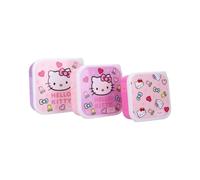 My sweety pop Kit 3 Boîtes à Goûter Hello Kitty pour Enfants Boîtes À Encas | Emboîtables Sans BPA Idéal école Pique-nique et Sorties Design Kawaii Sanrio Rose et Violet
