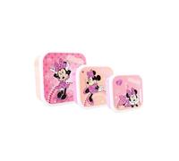 My sweety pop lot de 3 boites a gouter Boîte à goûter Lunch box Pour enfant | école Vacances Repas 11 5 cm Minnie Mouse Rose Violet Pêche