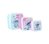 My sweety pop - lot de 3 boites a gouter - Boîte à goûter - Lunch box - Stitch - Pour enfant - Crèche - Maternelle - Ecole - Vacances - Repas - 11,5 cm - Pour Fille - Violet/Bleu/Rose - Idée Cadeau