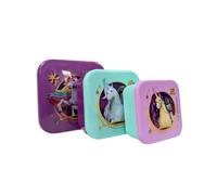 My sweety pop Lot de 3 boîtes à goûter Licorne Lunch box empilables 11 5 cm | Crèche école vacances Bleu Violet
