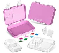 My Vesperbox Len - Boîte à bento pour enfants - Avec 4 + 2 compartiments - Boîte à déjeuner extrêmement robuste - Idéale pour la maternelle et l'école (rose et blanc)