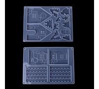 Mya 2 Pcs Moules 3D Château De Noël Moule en Silicone Moulle en Silicone 3D Moulle en Silicone Moulle Resine Epoxy Moulle Resine Bijoux Cadeaux Outils De Bricolage