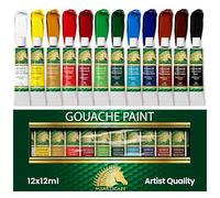 Myartscape Gouache - 12 x 12 ml tubes - Couleurs pro pour papier aquarelle, Illustration Board & Artboard - Noir et blanc inclus - Fournitures d'art, parfait pour artistes et illustrations de qualité