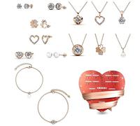 MYC-Paris - Calendrier de l'avent cœur, 14 bijoux en plaqué or rose 18 carats et laiton sertis de cristaux d'Autriche - Cadeau d'anniversaire, Fête des Mères, Noël