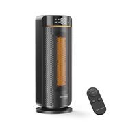 MYCARBON Chauffage d’Appoint Électrique avec Télécommande, Chauffage Soufflant Silencieux avec Thermostat, Minuterie 1-12h, Mode ECO, Mode Nuit, Radiateur Soufflant Céramique PTC avec Écran LED, Noir