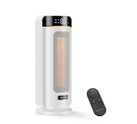 MYCARBON Chauffage d’Appoint Électrique avec Télécommande, Chauffage Soufflant Silencieux avec Thermostat, Minuterie 1-12h, Mode ECO, Mode Nuit, Radiateur Soufflant Céramique PTC avec Écran LED, Blanc