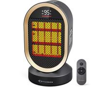 MYCARBON Chauffage d’Appoint Salle de Bain ECO Basse Consommation, OSC 80° | Petit Radiateur Soufflant Électrique Économique 950W/1350W/1500W, 24h Timer, 15-35°C, Silencieux, Affichage LED, Télécommande