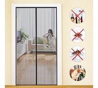MYCARBON Moustiquaire Aimantée Porte d’Entrée 70x200cm Fermeture Magnétique Maillage Ultra Fin Moustiquaire Porte d’Intérieur Rideau Anti Mouche Installation Sans Perçage avec Bande Adhésive, Noir