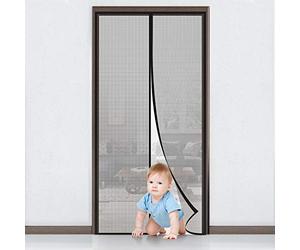 MYCARBON Moustiquaire Magnétique Porte Fenêtre, Balcon(90x210cm, Noir) | Rideau Anti Mouche, Maillage Fin et Transparent, Fermeture Automatique, Moustiquaire Aimantée sans Perçage avec Ruban Adhésif