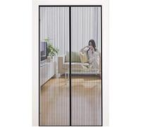 MYCARBON Moustiquaire Porte-Fenêtre 140x240cm Fermeture Magnétique Maillage Ultra Fin Moustiquaire Baie Vitrée Coulissante Rideau Anti Mouche Installation Sans Perçage avec Bande Adhésive, Noir