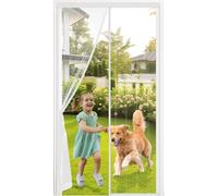 MYCARBON Moustiquaire Porte Fenêtre Aimantée 100x230cm Maillage Ultra Fin et Résistant Aimants Plus Puissants Moustiquaire Porte Fermeture Magnétique Rideau Anti Mouches Ruban Adhésif, Blanc