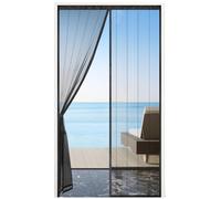 MYCARBON Moustiquaire Porte Fenêtre, Aimants Renforcés, 120x220cm, Noir | Maillage Ultra Fin et Résistant, Rideau Magnétique anti Mouches, Attaches Latérales, Ruban Adhésif Supérieur Élargi à 3,8cm
