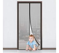 MYCARBON Moustiquaire Porte Magnétique avec Ruban Adhésif, Filet Ultra Dense, Rideau Anti Mouche Moustiquaire Aimantée Porte Fenêtre, Fermeture Automatique, Installation Sans Perçage, 90x210cm, Noir