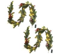 MYELLU Guirlande Artificielle Noël Éclairage Décoration - 2 Pack Petite Guirlandes de Sapin avec LED Guirlande de Noël pour Intérieur Porte Fenêtre Décoration Christmas Garland