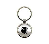 Mygoodprice Porte-clés en métal alu brossé Tête corse rond gravure laser