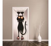 MYIESAXL Sticker Porte Poster Chat animé Papier Peint Effet Trompe-l'œil pour Salon Chambre Décoration De La Maison Stickers Muraux Imperméable Stickers Amovibles, Autocollant Porte（83 x 204cm）