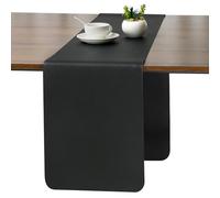 Myir JUN Chemin de Table Moderne Chemin de Table Synthétique Double Face | Extérieur Chemin de Table en Cuir Lavable Imperméable Antidérapant et Utilisable 40 X 140 cm(Noir)
