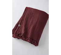 Mylittlebed Plaid Gaze de Coton Collection Gaïa L’Effet Papillon - Dessus de lit à Franges pour Chambre & Salon [ Edredon Couvre lit ] (Bordeaux, 130 x 160 CM)